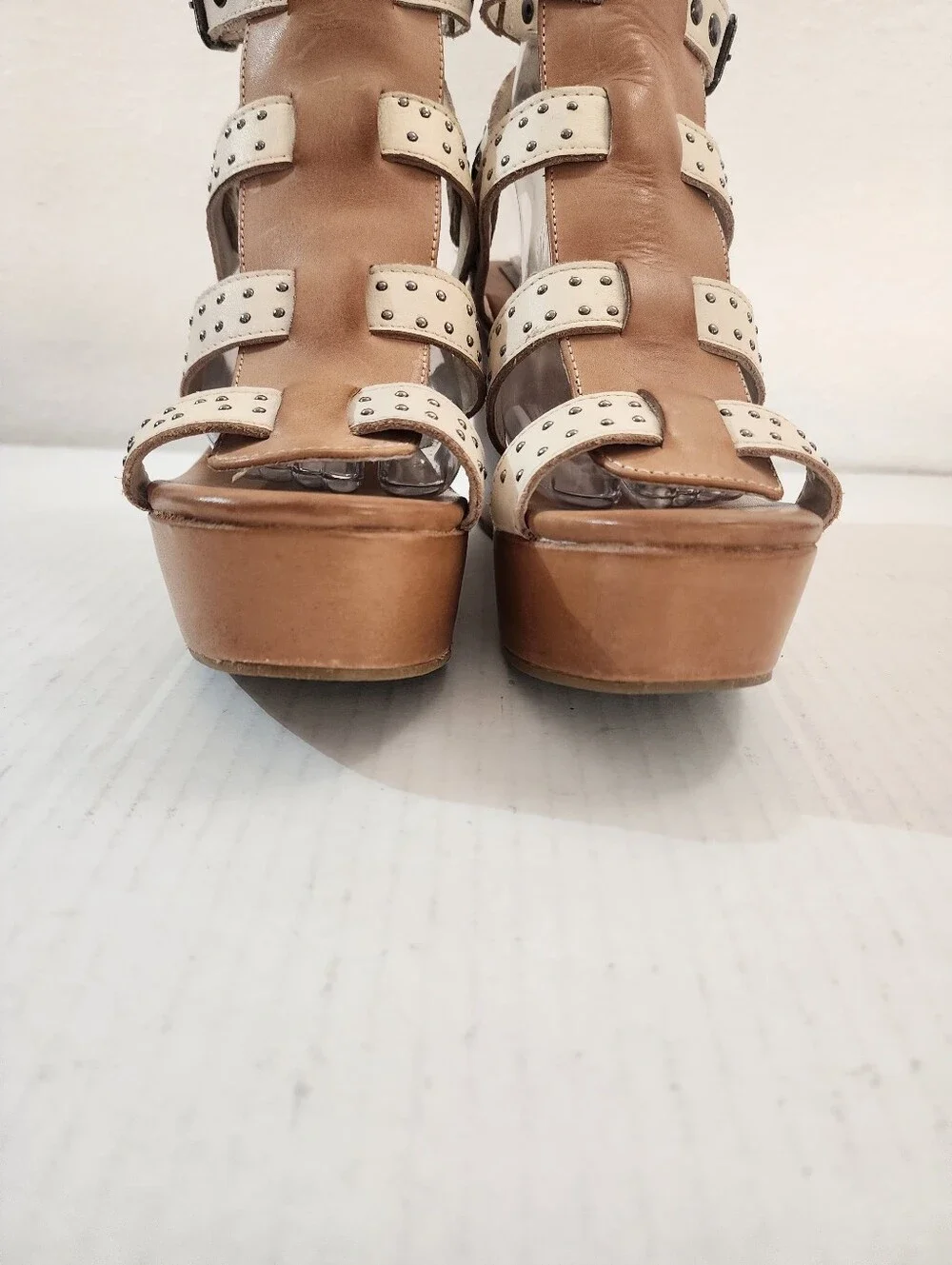 Freebird by Steven Winter Wedge Sandals 9 Leather Studded Gladiator Boho
